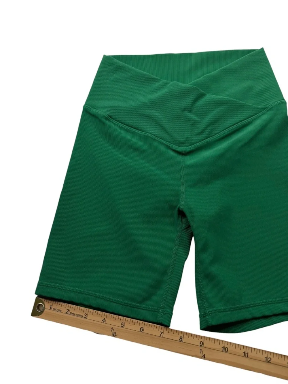 WILO Green Crossover High Waist Ribbed Biker Shorts Small